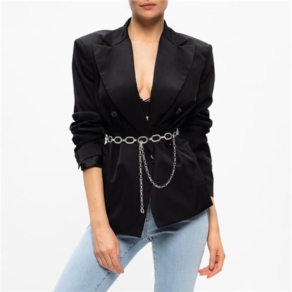 Women's Chain Belt Metal Waist Belt Silver3 - Picture 2 of 3